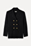 Women's Black Fitted Wool Casual Jacket - 6