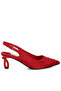 Women Heart-Shaped Rhinestone Studded Slingbacks in Burgundy - 2