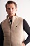 Beige Mock Neck Zippered Casual Slim Fit Quilted Vest 1009255103 - 4