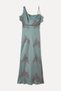 Women's Mint Green Jacquard Patterned Sleeveless Slit Long Dress - 8