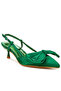 Women Satin Bow Slingback Sandals in Green
