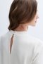 Women's Ecru Short Sleeve Fitted Mini Dress - 3