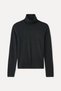 Women's Black High-Neck Fitted Long Sleeve T-Shirt - 5