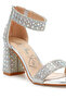 Women Rhinestones And Sequins Block Sandals in Silver - 5