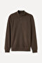 Men's Khaki Buttoned Stand Collar Sweatshirt - 6