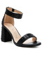 Women Rhinestones And Sequins Block Sandals in Black