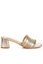 Women Rhinestone Embellished London Sandals in Gold - 2
