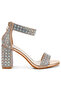 Women Rhinestones And Sequins Block Sandals in Rose Gold - 2