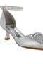 Women Diamante Brooch Kitten Heel Sandals in Silver - 5