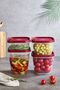 4-Piece Leak-Proof Storage Container with Lid 1000 ml 1500 ml 2000 ml 2500 ml (Ecru, Mink, Red Lid) - 3