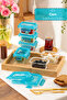 4376 Set of 6 Leakproof Food Storage Containers with Locking Lids - Glass Storage Container - 150ml Blue