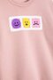 Pink Smiling Face Embroidered Fleece-Lined Girls' Tracksuit Set 23356 - 3