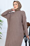 Knitted Patterned Knitwear Dress N7082 Mink - 2