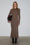 Duende Women's Round Neck Line Patterned Slim Fit Knitwear Mink Dress - 6