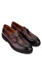 Men's Genuine Leather Tan Loafer Shoes - 2
