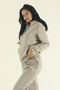 Women's Stone Winter Cotton Puff Fabric Kangaroo Pocket Hooded Jogger Tracksuit Set - 8