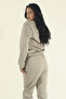 Women's Stone Winter Cotton Puff Fabric Crew Neck Jogger Tracksuit Set - 5