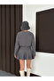 Women's Anthracite Crew Neck Draped Short Dress - 8
