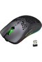 Rechargeable Wireless Honeycomb Gaming Mouse,Lightweight with 3200 DPI,RGB Rainbow (BLACK)