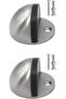 Stainless Steel Floor Door Stopper, Polished Oval Half Moon, Rubber Bumper (2, SS)
