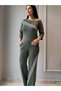 New Season Women's One-Shoulder Ribbed Viscose Two-Piece Set with Cross Stripe Detail