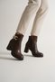 Liora 9 cm Heeled Chain Buckle Oval Toe Faux Leather Zipper Winter Women's Boots - 5