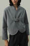 Belt Detailed Cashmere Jacket Gray - 6