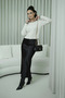 Women's Ecru Crew Neck Soft Textured Knit Detailed Knitwear Cardigan - 3