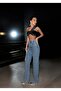 Shiny Stone Detail Palazzo Jean Pants GLM-618 - 4