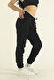 Women's Black Winter Cotton Puff Fabric Waist Elasticated Jogger Sweatpants - 4