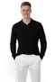 Men's Black Polo Neck Corded Fabric Knitwear Sweater – 100% Cotton, Flexible Texture, Modern Fit 2605305 - 2