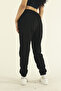 Women's Black Winter Cotton Puff Fabric Waist Elasticated Jogger Sweatpants - 6