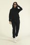 Women's Black Winter Cotton Puff Fabric Side Pocket Hooded Jogger Tracksuit Set - 3