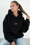 Women's Oversized Sweatshirt Hoodie AMORE Black – Hooded, 3-Thread Fleece, Kangaroo Pocket - 4