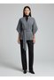 Origami Women's Ottoman Pattern Geo Raglan Sleeve High Neck Pleated Detail Coat & Jacket & Overcoat - Smoked - 3