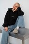 Women's Oversized Sweatshirt Hoodie AMORE Black – Hooded, 3-Thread Fleece, Kangaroo Pocket - 5