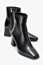 Arven Black Leather Women's Thick Heeled Boots