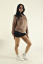 Women's Brown Winter Fleece-Lined Cotton Puff Fabric Crew Neck Sweatshirt - 6