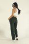 Women's Khaki Combed Cotton Fabric Stretch Fabric Wide Leg Elastic Waist Palazzo Sweatpants - 5