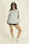 Women's Gray Winter Relaxed Fleece-Lined Cotton Crew Neck Sweatshirt