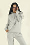 Women's Winter Fleece-Lined Tracksuit Set K Hooded Sweatshirt Jogger - Gray Regular Elastic Leg - 3