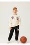 Boys' Thick Cotton Fabric Print Detailed Sweatshirt Pants Bottom Top Set