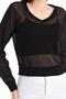 V-Neck Honeycomb Mesh Blouse - 5