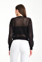 V-Neck Honeycomb Mesh Blouse - 7