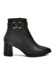 Black Fur Lined Zippered Women's Heeled Boots Pc-54975 Z - 2