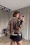 Milk Coffee Black Belt Detailed Fur Lined O Oversized Leather Coat - 7