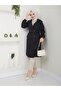Women's Black Rubber Sleeve Trench Coat - 5