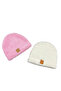 2-Pack Plush Welsoft Soft Beanie Newborn Baby Kids Beanie with Smiling Face Sticker - 2