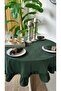 Pearl Velvet Textured Emerald Green Ruffled Round Tablecloth Stain Resistant (Without Napkins) - 5