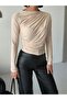 Stretchy Sandy Fabric Half-Neck Crocodile Pattern Long Sleeve Blouse - 5